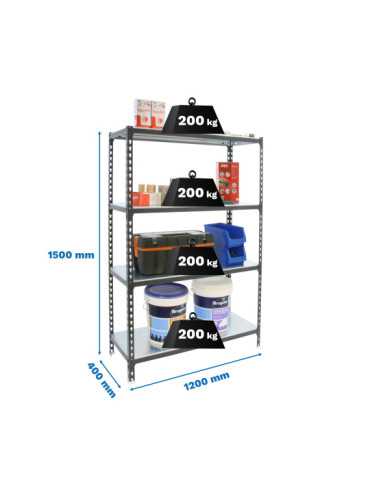 Estanteria 1500x1200x400 SIMONCLICK MEGAPLUS 4/400 1500 ANTRACITA/BLAN marca SIMONRACK