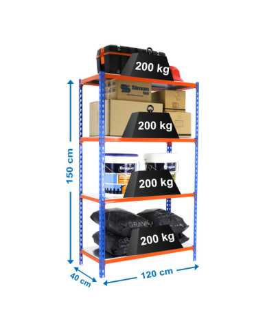 Estanteria 1500x1200x400 SIMONCLICK MEGAPLUS 4/400 1500 AZUL/NARA/GALV marca SIMONRACK