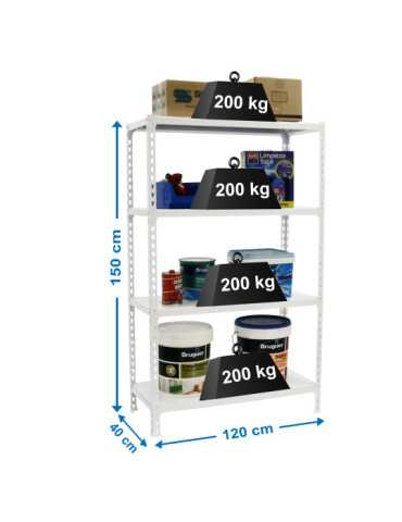 Estanteria 1500x1200x400 SIMONCLICK MEGAPLUS 4/400 1500 BLANCO/BLANCO marca SIMONRACK
