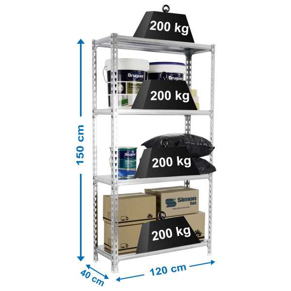 Estanteria 1500x1200x400 SIMONCLICK MEGAPLUS 4/400 1500 GALVA marca SIMONRACK