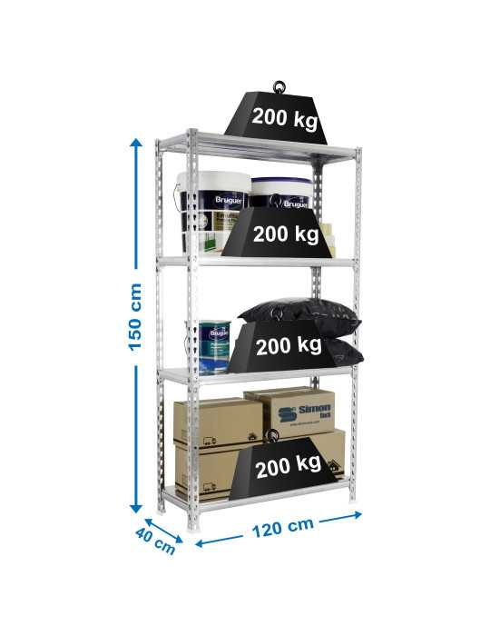 Estanteria 1500x1200x400 SIMONCLICK MEGAPLUS 4/400 1500 GALVA marca SIMONRACK