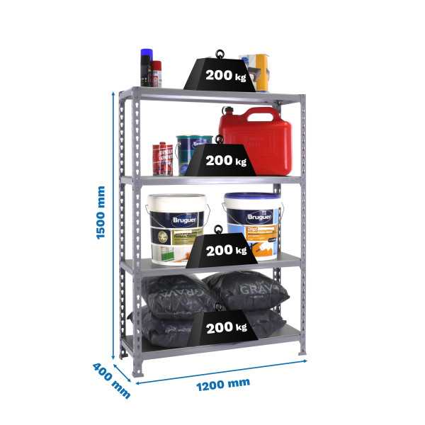 Estanteria 1500x1200x400 SIMONCLICK MEGAPLUS 4/400 1500 GRIS/GRIS marca SIMONRACK