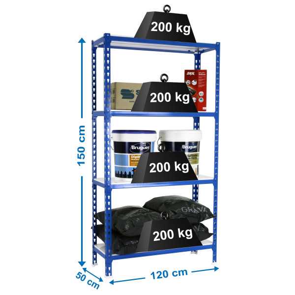 Estanteria 1500x1200x500 SIMONCLICK MEGAPLUS 4/500 1500 AZUL/BLANCO marca SIMONRACK