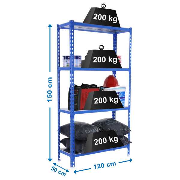 Estanteria 1500x1200x500 SIMONCLICK MEGAPLUS 4/500 1500 AZUL/GALVA marca SIMONRACK