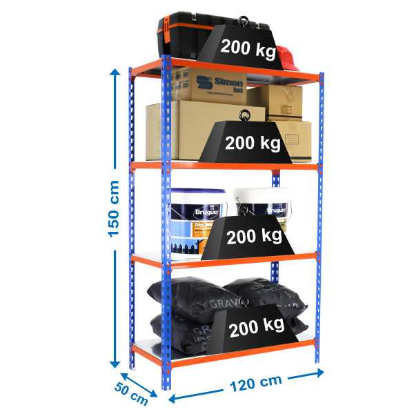 Estanteria 1500x1200x500 SIMONCLICK MEGAPLUS 4/500 1500 AZUL/NARA/GALV marca SIMONRACK