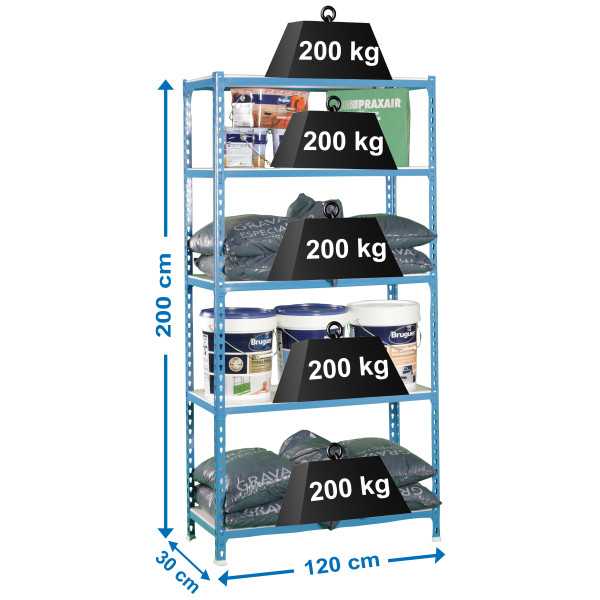 Estanteria 2000x1200x300 SIMONCLICK MEGAPLUS 5/300 AZUL/BLANCO marca SIMONRACK