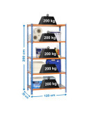 Estanteria 2000x1200x300 SIMONCLICK MEGAPLUS 5/300 AZUL/NARANJA/GALVA marca SIMONRACK
