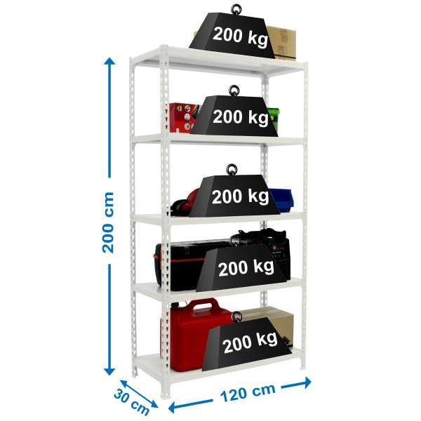 Estanteria 2000x1200x300 SIMONCLICK MEGAPLUS 5/300 BLANCO/BLANCO marca SIMONRACK