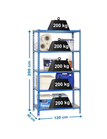 Estanteria 2000x1200x400 SIMONCLICK MEGAPLUS 5/400 AZUL/GALVA marca SIMONRACK