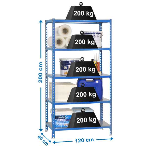 Estanteria 2000x1200x400 SIMONCLICK MEGAPLUS 5/400 AZUL/GALVA marca SIMONRACK