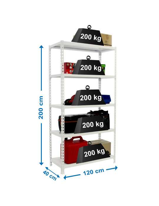Estanteria 2000x1200x400 SIMONCLICK MEGAPLUS 5/400 BLANCO/BLANCO marca SIMONRACK