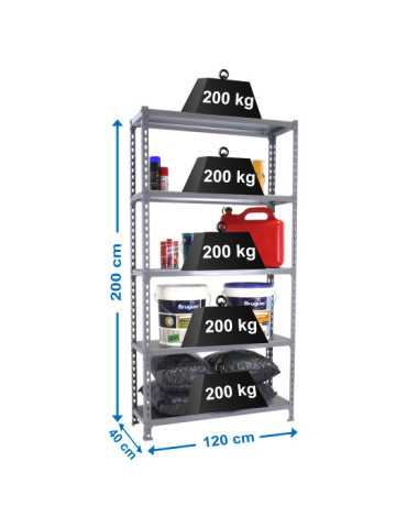 Estanteria 2000x1200x400 SIMONCLICK MEGAPLUS 5/400 GRIS/GRIS marca SIMONRACK