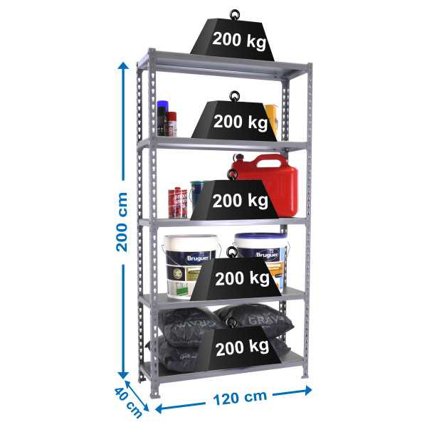 Estanteria 2000x1200x400 SIMONCLICK MEGAPLUS 5/400 GRIS/GRIS marca SIMONRACK