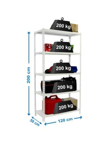 Estanteria 2000x1200x500 SIMONCLICK MEGAPLUS 5/500 BLANCO/BLANCO marca SIMONRACK