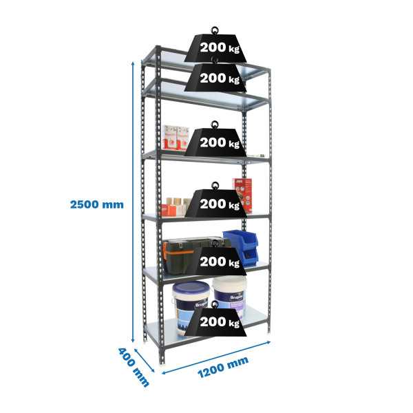 Estanteria 2500x1200x400 SIMONCLICK MEGAPLUS 6/400 2500 ANTRACITA/BLAN marca SIMONRACK