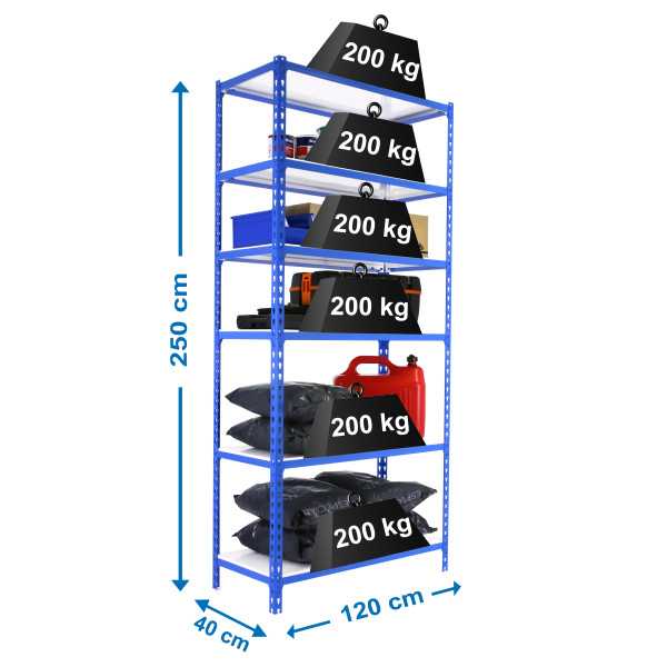 Estanteria 2500x1200x400 SIMONCLICK MEGAPLUS 6/400 2500 AZUL/BLANCO marca SIMONRACK