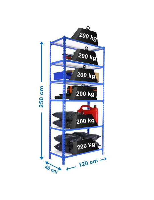 Estanteria 2500x1200x400 SIMONCLICK MEGAPLUS 6/400 2500 AZUL/BLANCO marca SIMONRACK