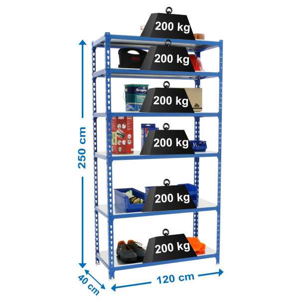 Estanteria 2500x1200x400 SIMONCLICK MEGAPLUS 6/400 2500 AZUL/GALVA marca SIMONRACK
