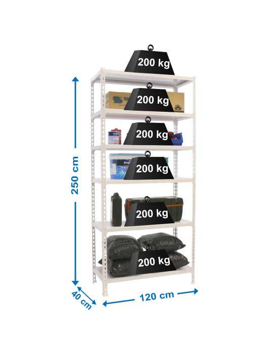Estanteria 2500x1200x400 SIMONCLICK MEGAPLUS 6/400 2500 BLANCO/BLANCO marca SIMONRACK
