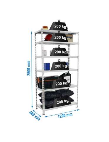 Estanteria 2500x1200x400 SIMONCLICK MEGAPLUS 6/400 2500 GALVA/GALVA marca SIMONRACK