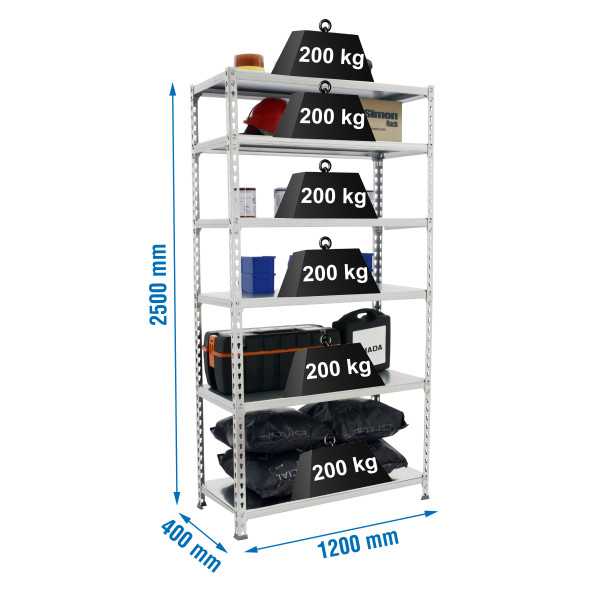 Estanteria 2500x1200x400 SIMONCLICK MEGAPLUS 6/400 2500 GALVA/GALVA marca SIMONRACK