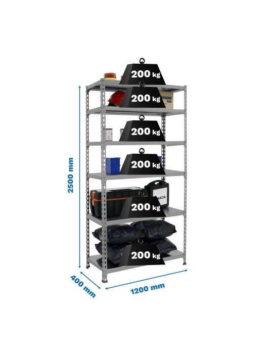 Estanteria 2500x1200x400 SIMONCLICK MEGAPLUS 6/400 2500 GRIS/GRIS marca SIMONRACK