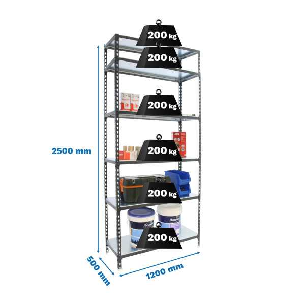 Estanteria 2500x1200x500 SIMONCLICK MEGAPLUS 6/500 2500 ANTRACITA/BLAN marca SIMONRACK
