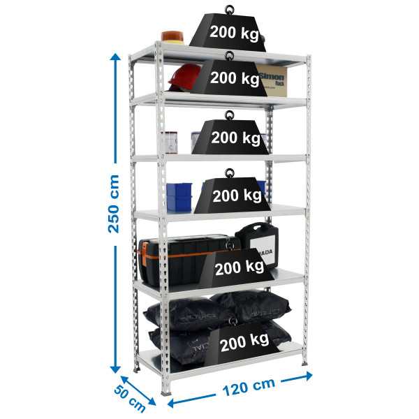 Estanteria 2500x1200x500 SIMONCLICK MEGAPLUS 6/500 2500 GALVA/GALVA marca SIMONRACK