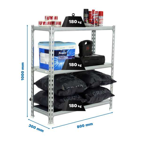 Estanteria 1000x800x300 SIMONCLICK MINI 3/300 1000 GALVA/GALVA marca SIMONRACK