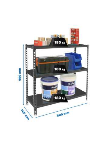 Estanteria 900x800x300 SIMONCLICK MINI 3/300 900 ANTRACITA/ANTRACITA marca SIMONRACK