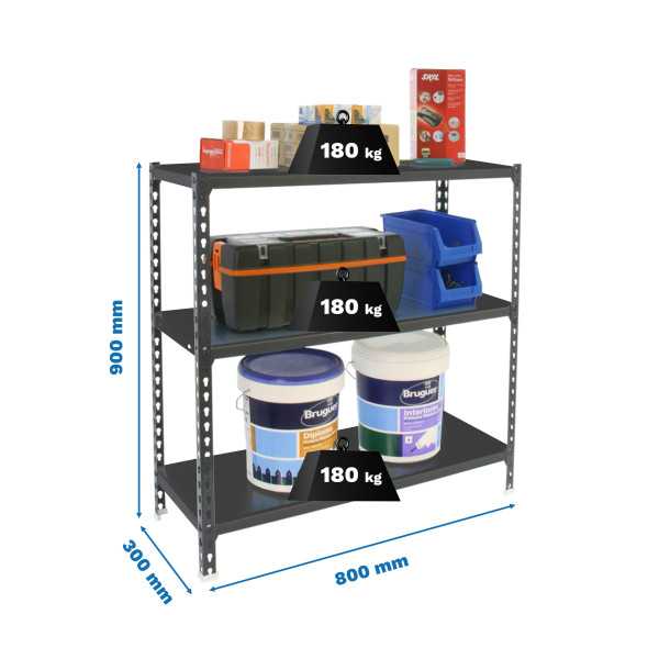 Estanteria 900x800x300 SIMONCLICK MINI 3/300 900 ANTRACITA/ANTRACITA marca SIMONRACK