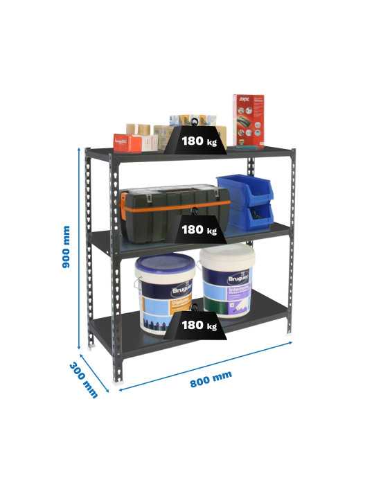 Estanteria 900x800x300 SIMONCLICK MINI 3/300 900 ANTRACITA/ANTRACITA marca SIMONRACK