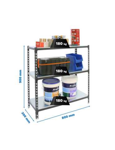 Estanteria 900x800x300 SIMONCLICK MINI 3/300 900 ANTRACITA/GALVA marca SIMONRACK