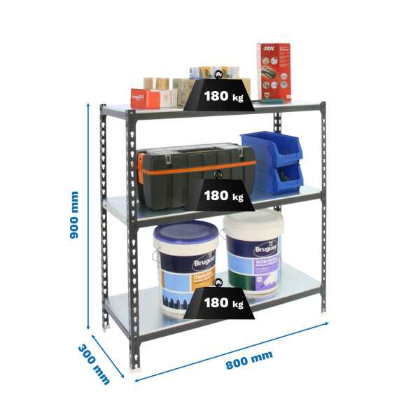 Estanteria 900x800x300 SIMONCLICK MINI 3/300 900 ANTRACITA/GALVA marca SIMONRACK