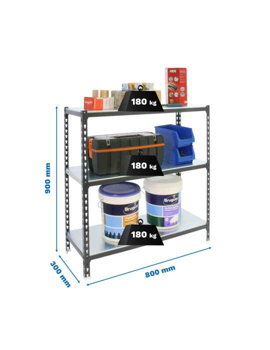 Estanteria 900x800x300 SIMONCLICK MINI 3/300 900 ANTRACITA/GALVA marca SIMONRACK
