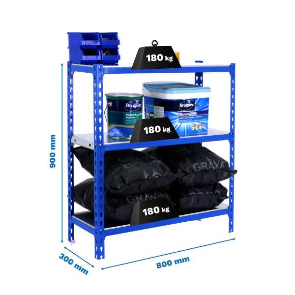 Estanteria 900x800x300 SIMONCLICK MINI 3/300 900 AZUL/GALVA marca SIMONRACK