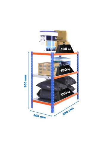 Estanteria 900x800x300 SIMONCLICK MINI 3/300 900 AZUL/NARANJA/GALVA marca SIMONRACK