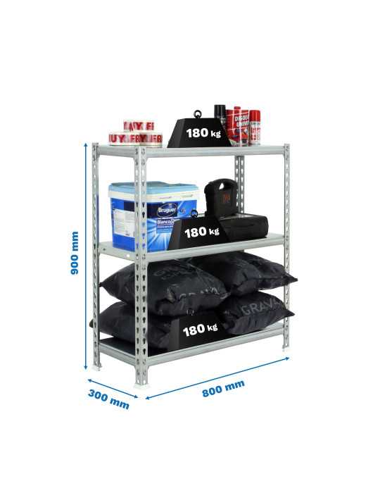 Estanteria 900x800x300 SIMONCLICK MINI 3/300 900 GALVA/GALVA marca SIMONRACK