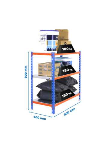 Estanteria 900x800x400 SIMONCLICK MINI 3/400 900 AZUL/NARANJA/GALVA marca SIMONRACK