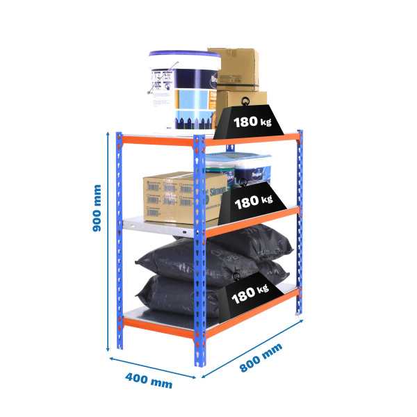 Estanteria 900x800x400 SIMONCLICK MINI 3/400 900 AZUL/NARANJA/GALVA marca SIMONRACK