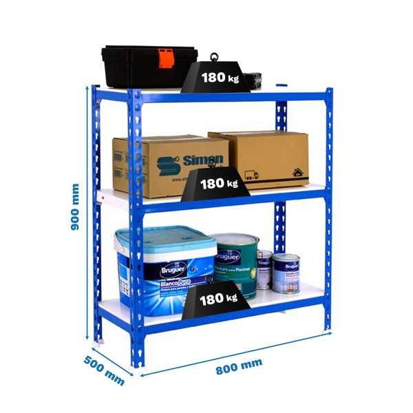 Estanteria 900x800x500 SIMONCLICK MINI 3/500 900 AZUL/BLANCO marca SIMONRACK
