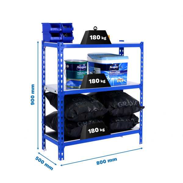 Estanteria 900x800x500 SIMONCLICK MINI 3/500 900 AZUL/GALVA marca SIMONRACK