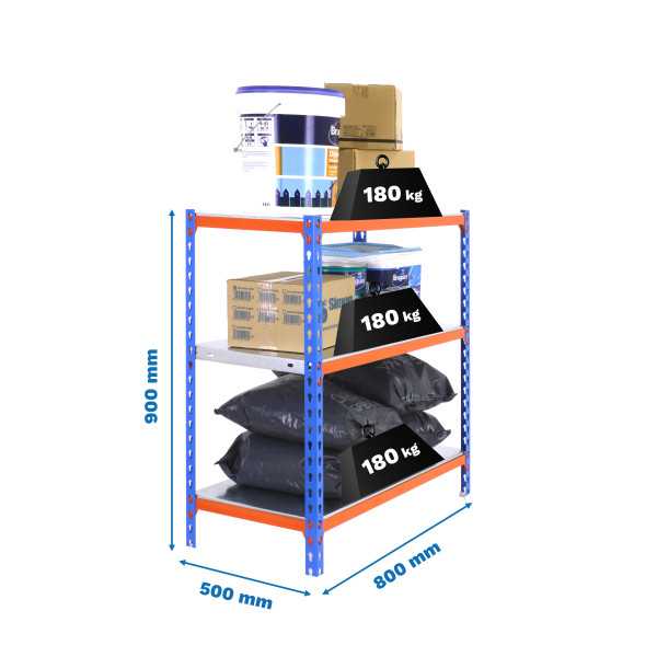 Estanteria 900x800x500 SIMONCLICK MINI 3/500 900 AZUL/NARANJA/GALVA marca SIMONRACK