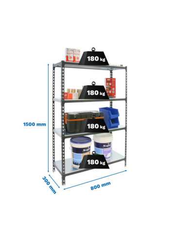 Estanteria 1500x800x300 SIMONCLICK MINI 4/300 1500 ANTRACITA/GALVA marca SIMONRACK