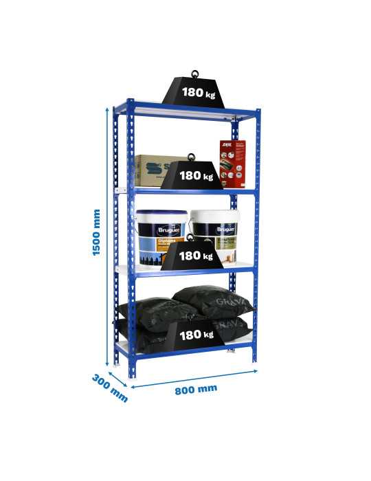 Estanteria 1500x800x300 SIMONCLICK MINI 4/300 1500 AZUL/BLANCO marca SIMONRACK