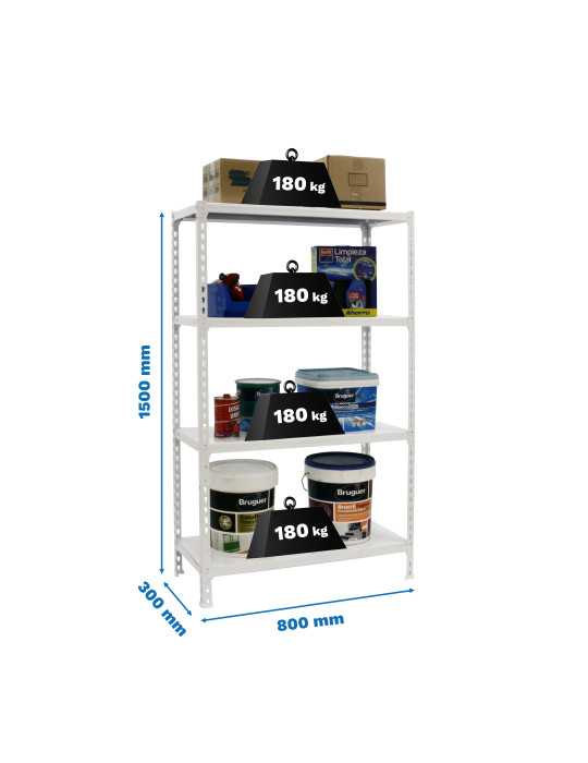 Estanteria 1500x800x300 SIMONCLICK MINI 4/300 1500 BLANCO/BLANCO marca SIMONRACK
