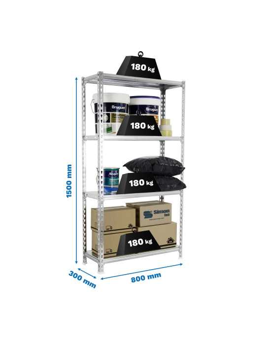 Estanteria 1500x800x300 SIMONCLICK MINI 4/300 1500 GALVA marca SIMONRACK
