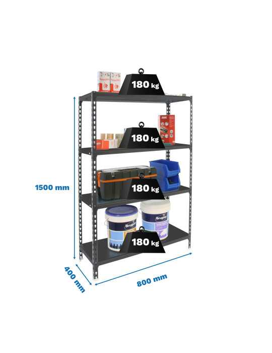 Estanteria 1500x800x400 SIMONCLICK MINI 4/400 1500 ANTRACITA/ANTRACITA marca SIMONRACK
