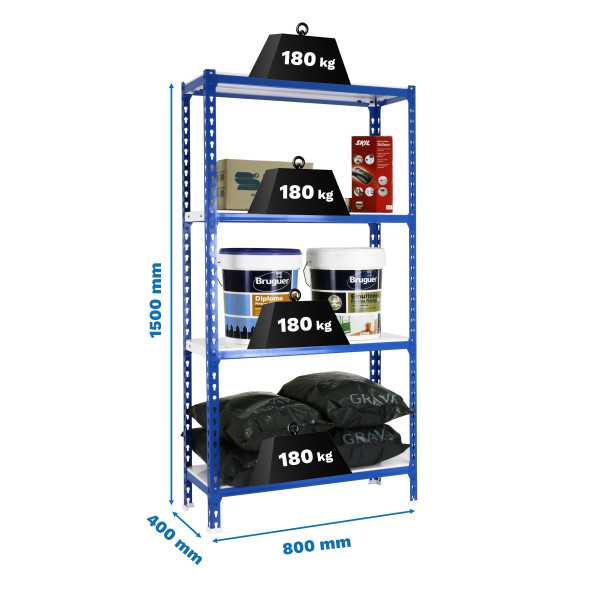 Estanteria 1500x800x400 SIMONCLICK MINI 4/400 1500 AZUL/BLANCO marca SIMONRACK