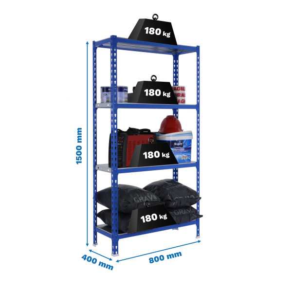 Estanteria 1500x800x400 SIMONCLICK MINI 4/400 1500 AZUL/GALVA marca SIMONRACK